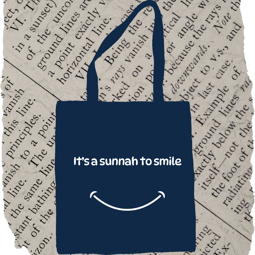Tote Bag- Blue or Beige It's a sunnah to smile