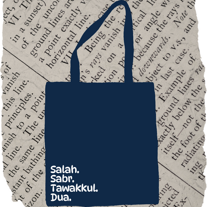 Tote Bag-  Blue or Beige Salah, Sabr, Tawakkul, Dua