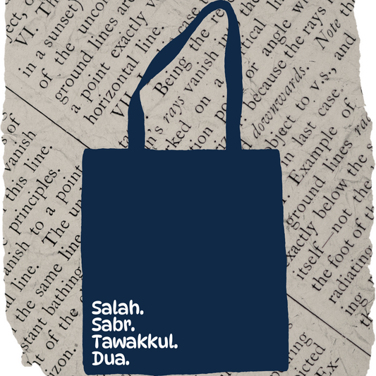 Tote Bag-  Blue or Beige Salah, Sabr, Tawakkul, Dua