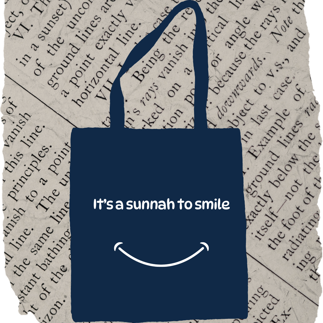 Tote Bag-  Blue or Beige It's a sunnah to smile