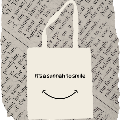 Tote Bag-  Blue or Beige It's a sunnah to smile